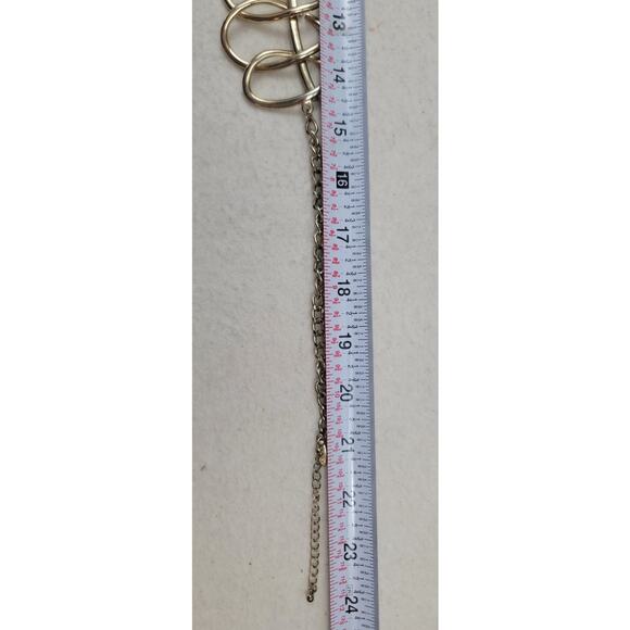 Natasha Gold Tone Statement Necklace Oversized Interlocking Loops Modern Chic - Picture 5 of 5